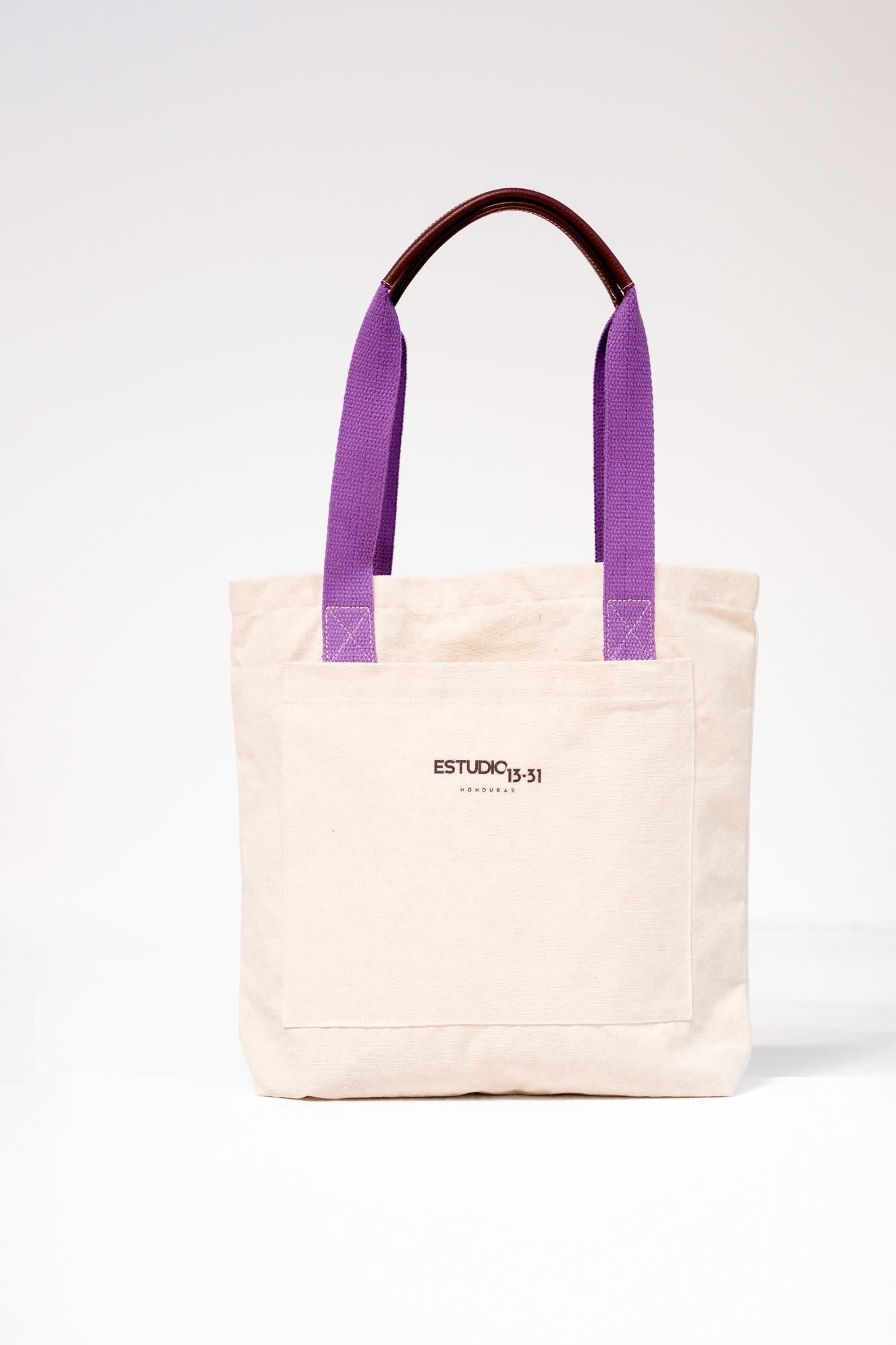 Tote Bag 1331 Natural, con detalles en cuero