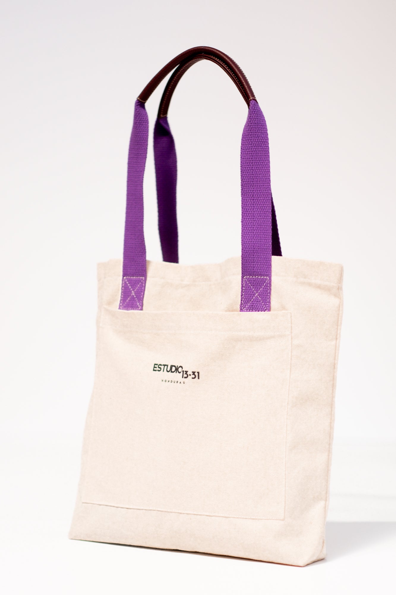 Tote Bag 1331 Natural, con detalles en cuero