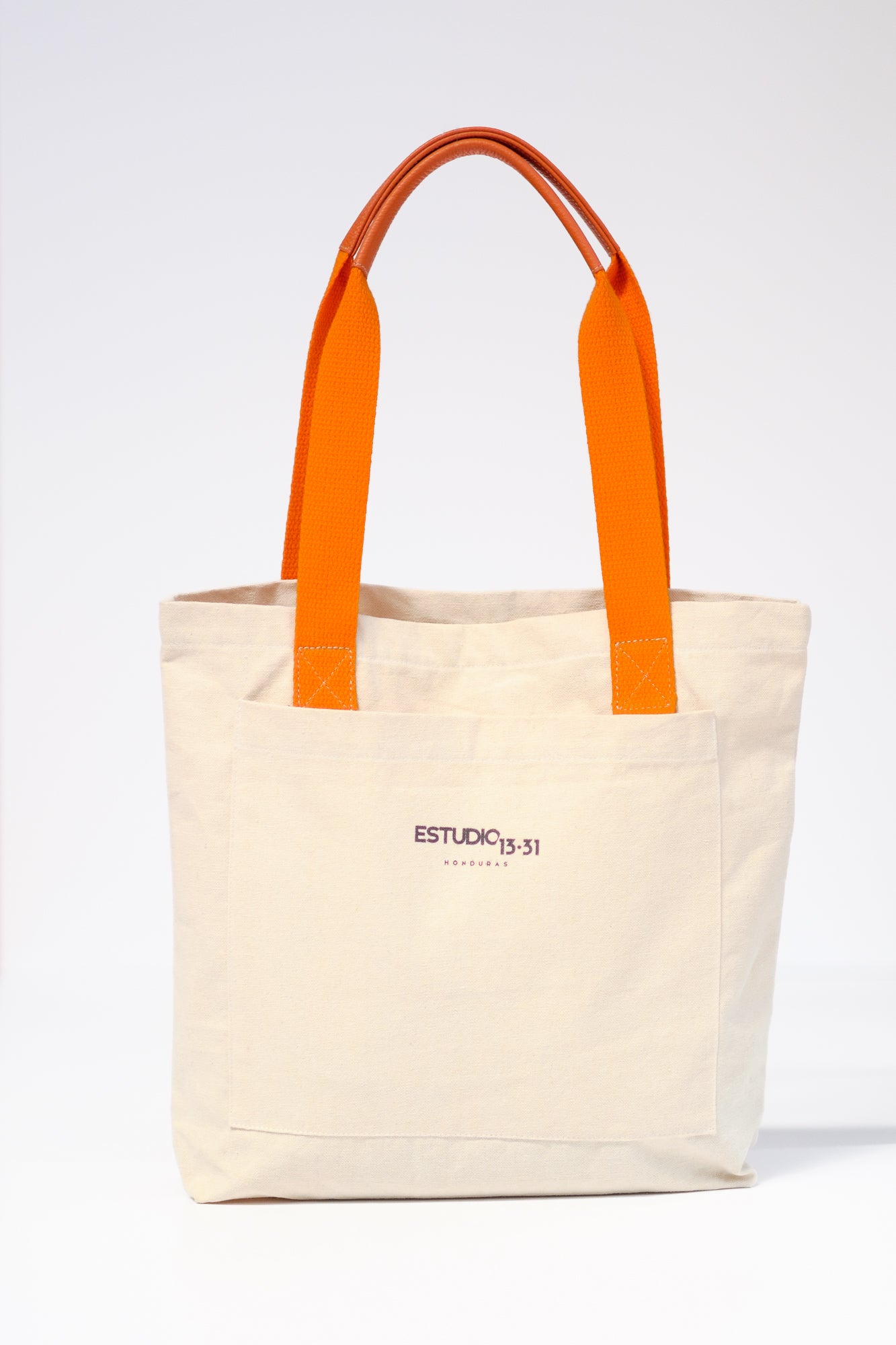 Tote Bag 1331 Natural, con detalles en cuero