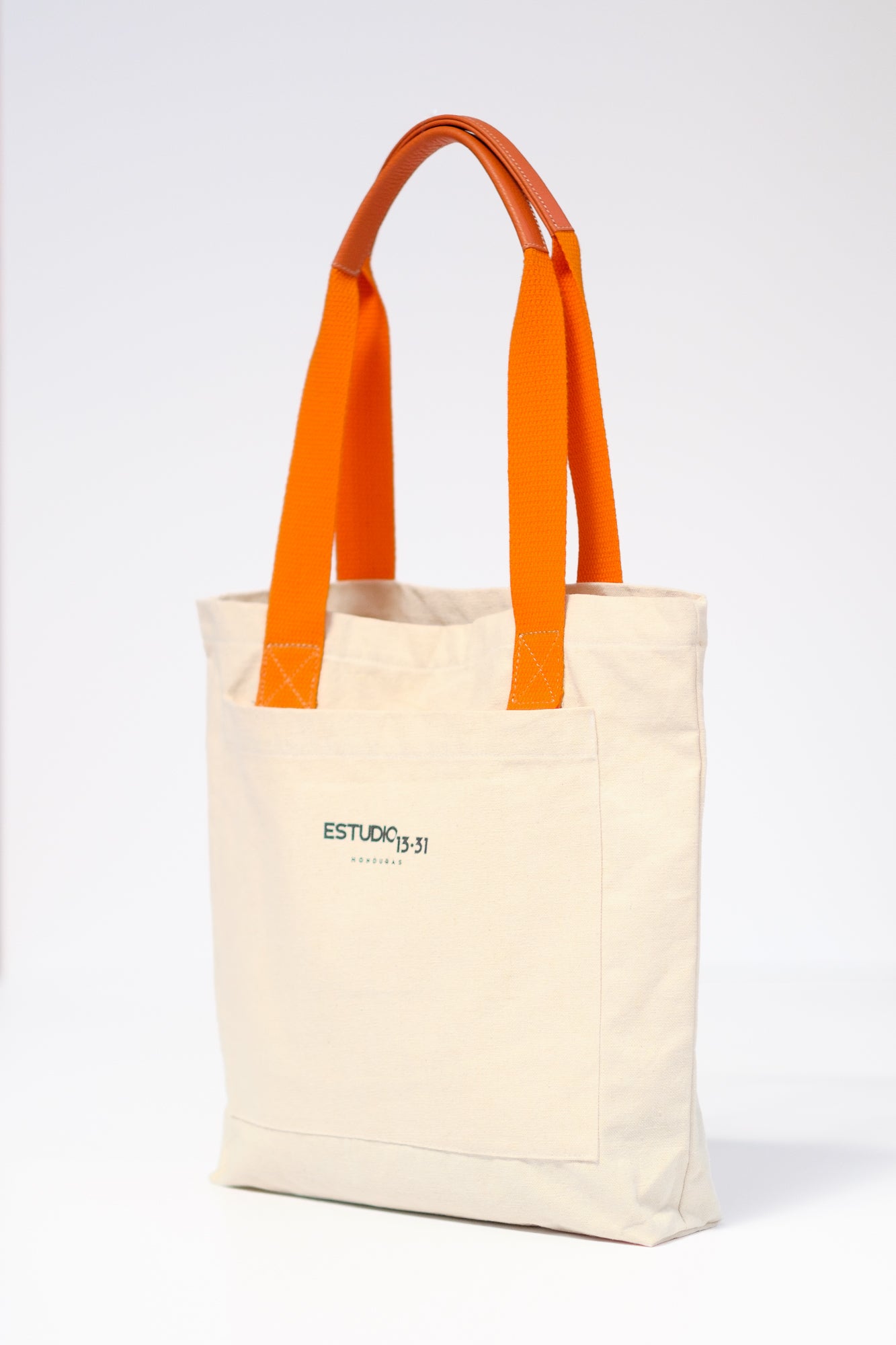 Tote Bag 1331 Natural, con detalles en cuero