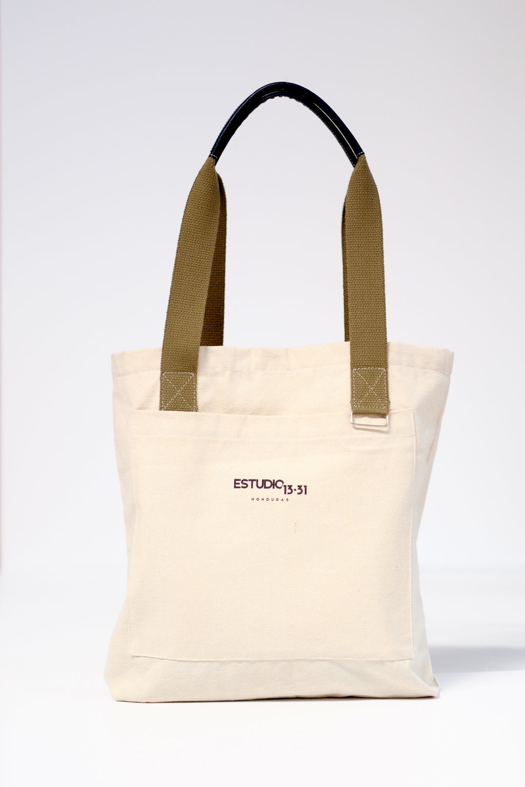 Tote Bag 1331 Natural, con detalles en cuero