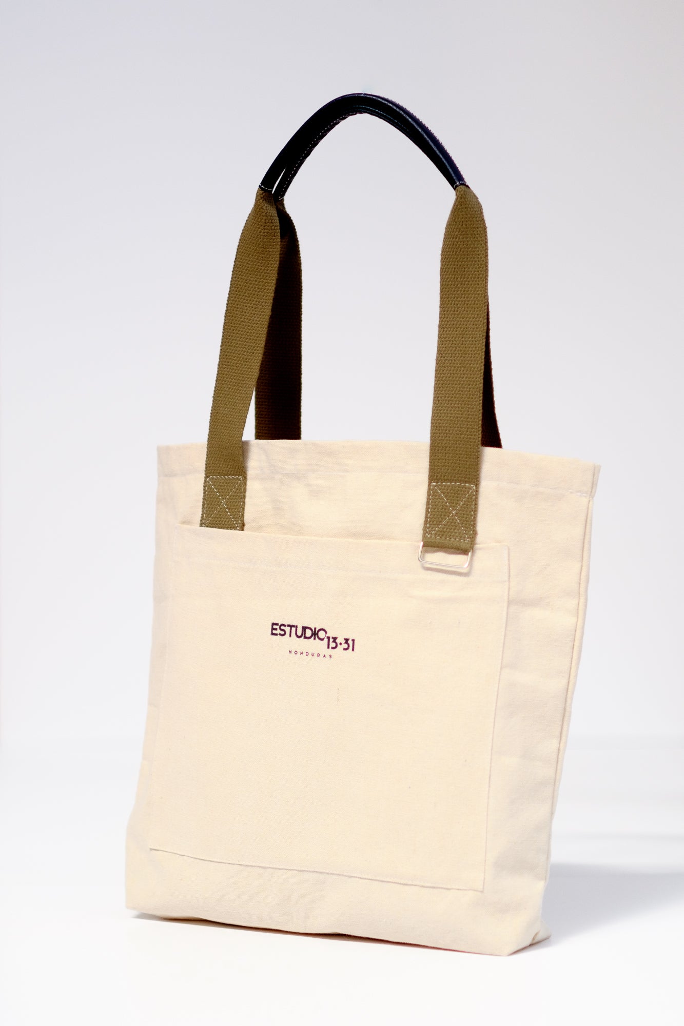 Tote Bag 1331 Natural, con detalles en cuero