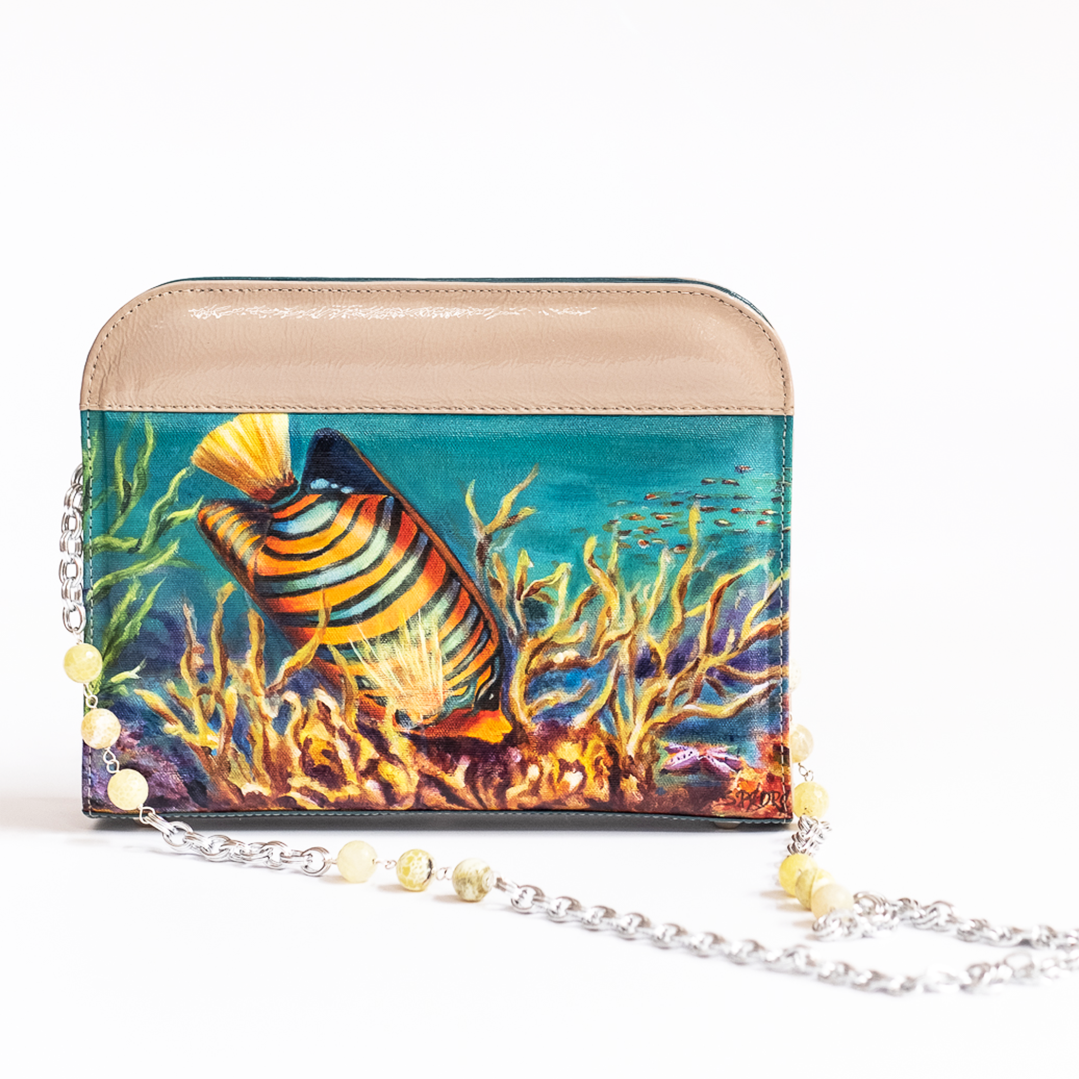 Clutch con Arte Marino 1, Artista Sandra Pendrey