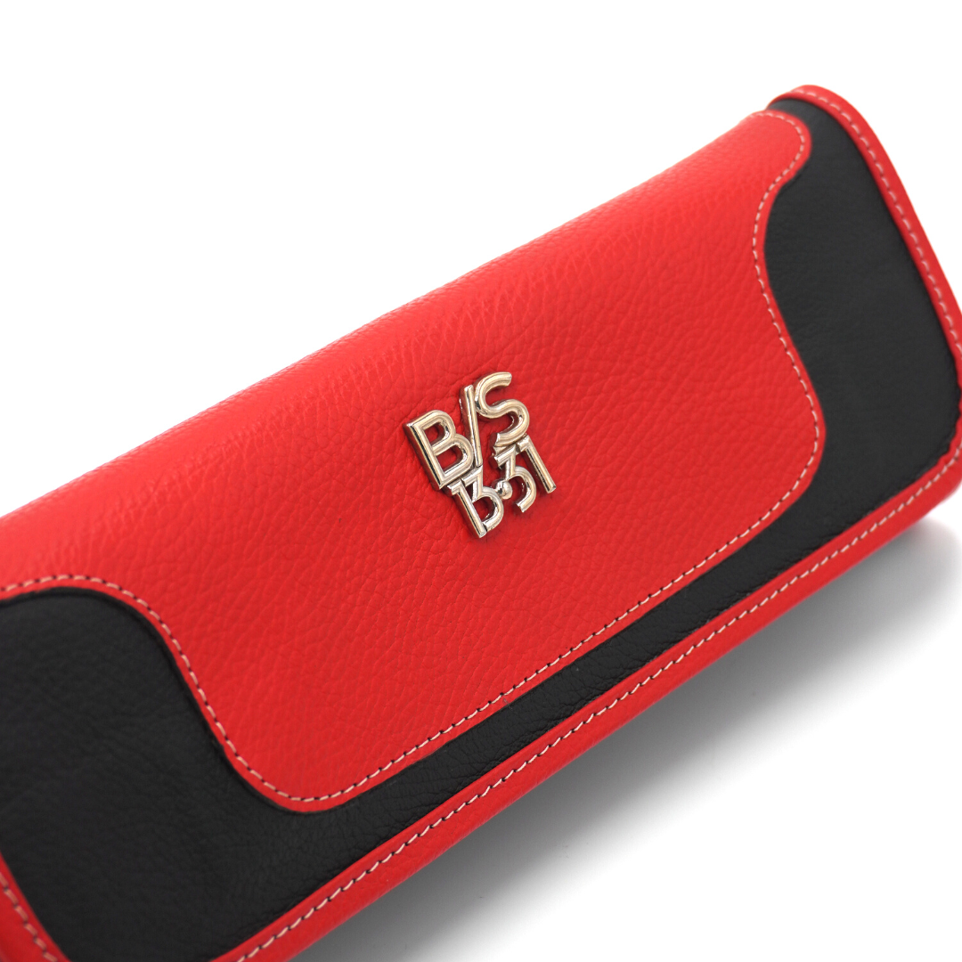 Clutch Baguette en cuero Rojo y Negro
