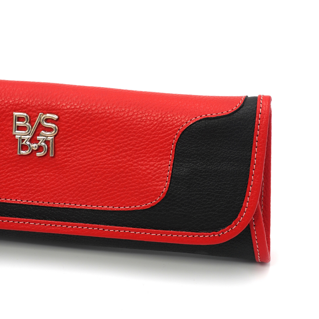 Clutch Baguette en cuero Rojo y Negro